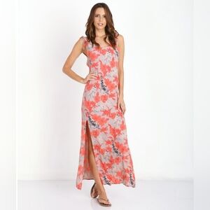 ​For Love & Lemons Mai Tai Floral Maxi Dress Medium Pink Orange Tropical Boho